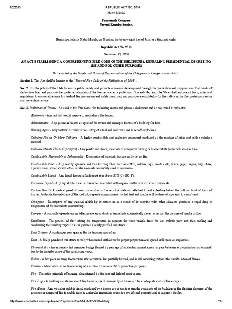 Fire Code of the Philippines RA_9514 Explosive Material Fire Safety