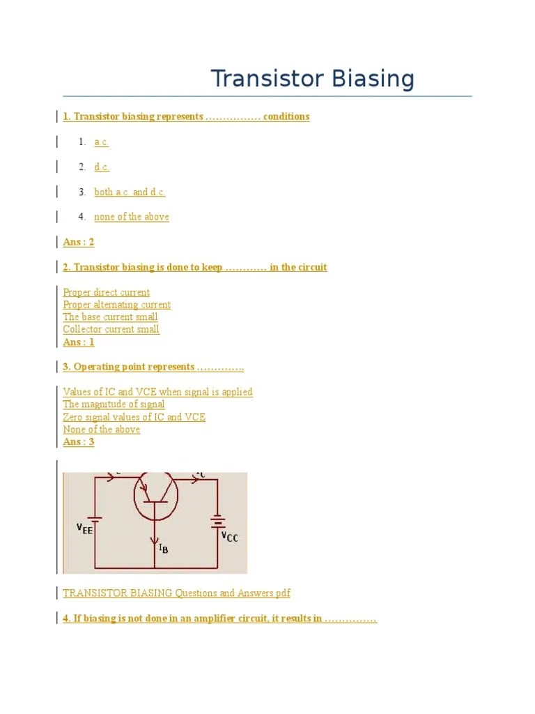 Transistor Biasing Represents . Conditions Download Free PDF