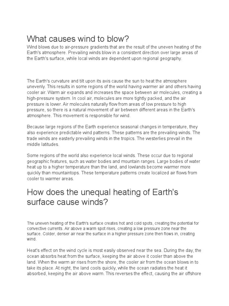 What Causes Wind To Blow? PDF