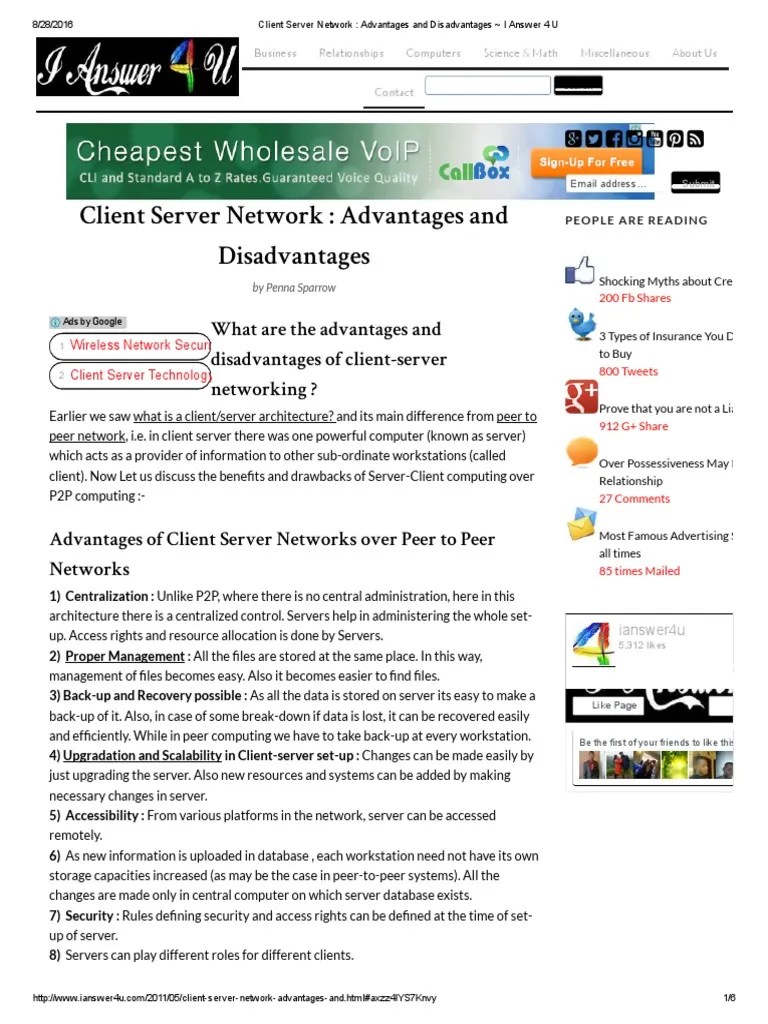 Client Server Network _ Advantages and Disadvantages _ I