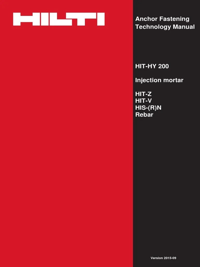 Technical Data Sheet for HITHY200 Injectable Mortar for Anchor and