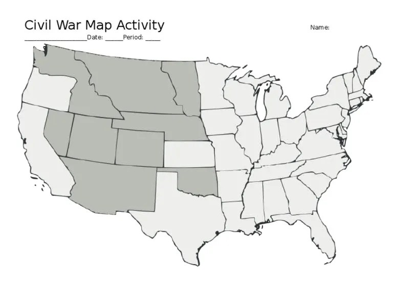 Civil War Map Activity - Map | PDF