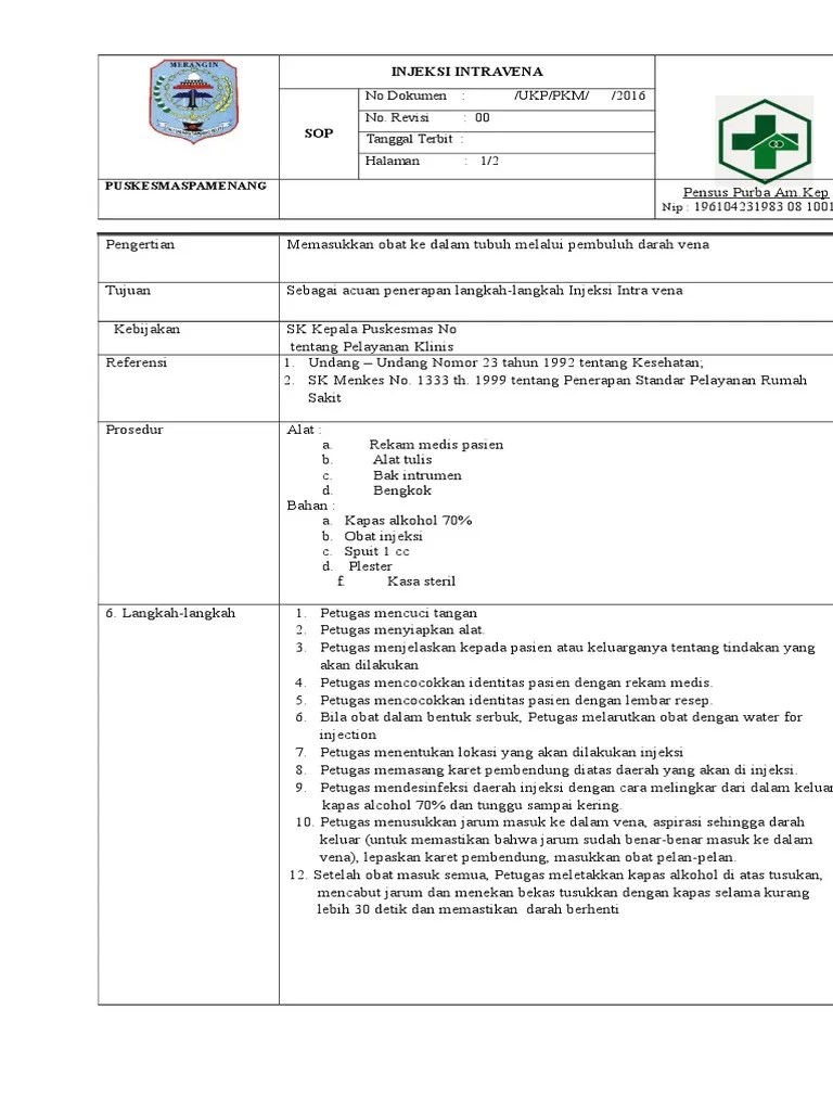 Sop Injeksi Intravena
