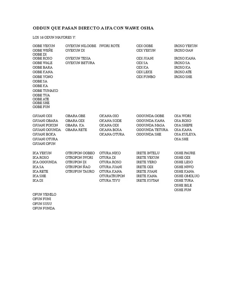 Oddun Que Pasan Directo Ifa PDF