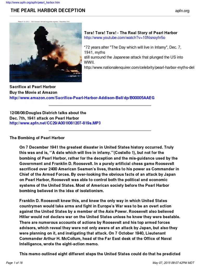 The Pearl Harbor Franklin D. Roosevelt Attack