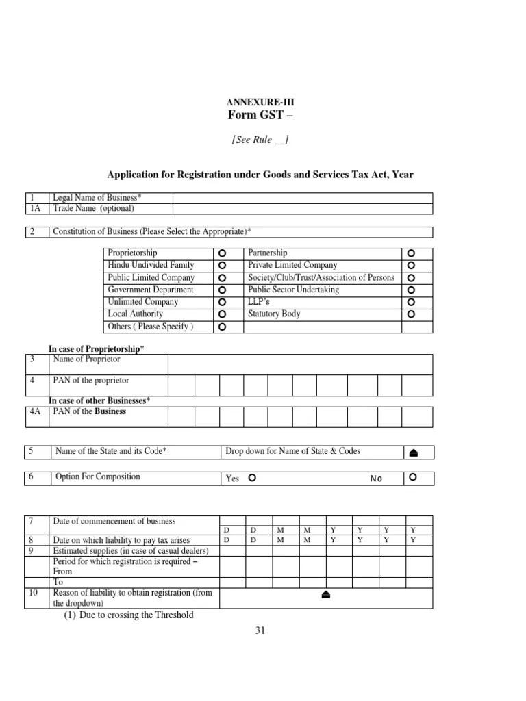 GST Registration Form Sole Proprietorship Value Added Tax