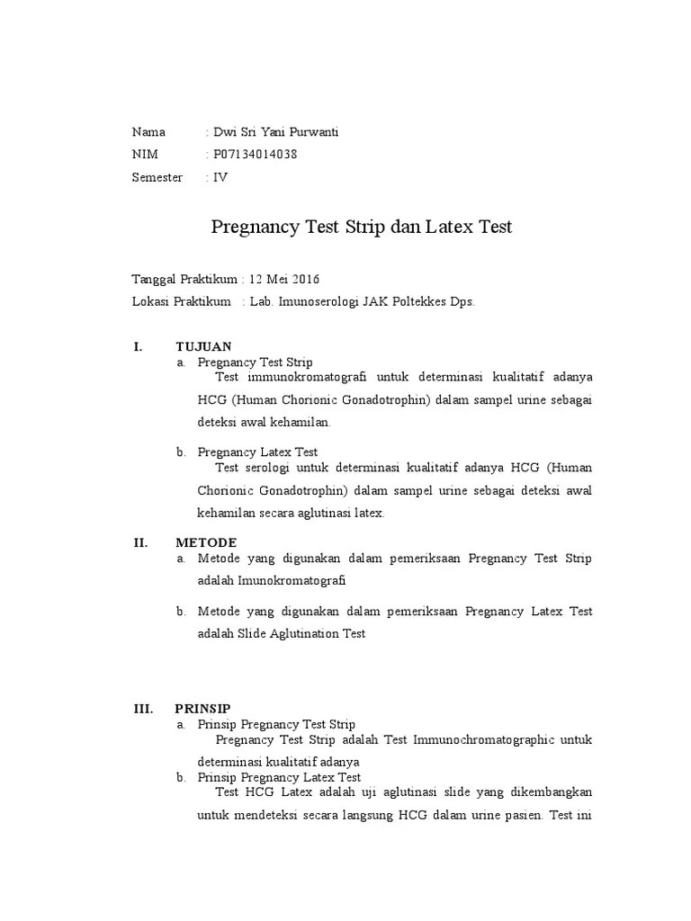 Pregnancy Strip &amp; Latex Test | PDF