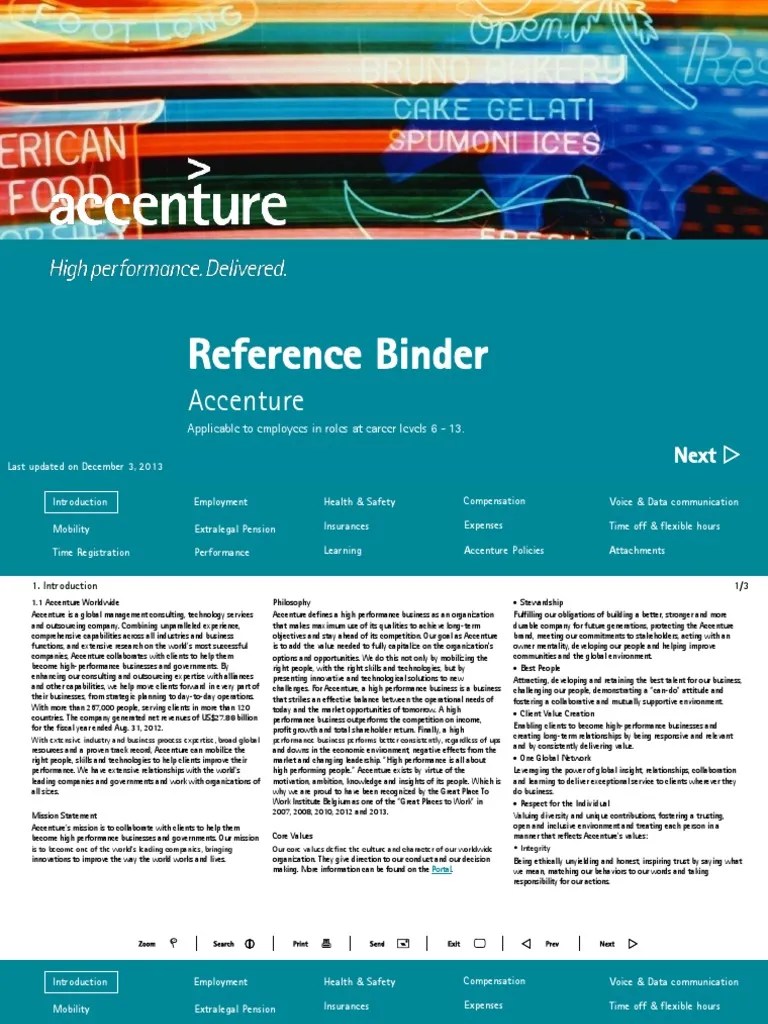 Accenture Reference Binder employee