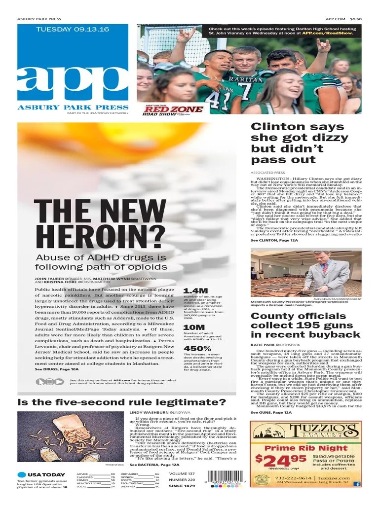 Asbury Park Press Front Page Tuesday, Sept. 13 2016 PDF Attention(04)