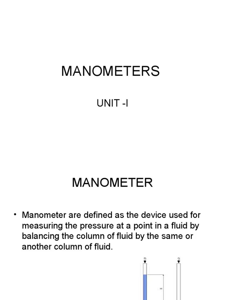 Manometers Pressure Measurement Pressure