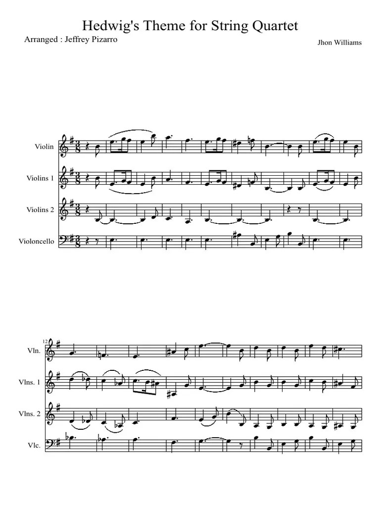 Hedwigs Theme For String Quartet PDF PDF