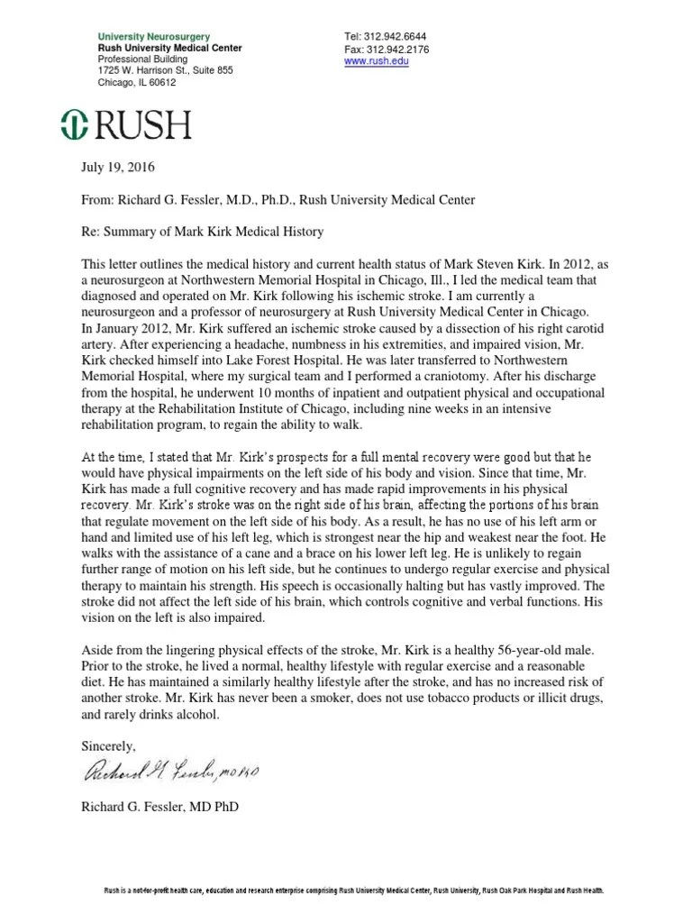 Kirk Medical Letter Stroke Neurosurgery