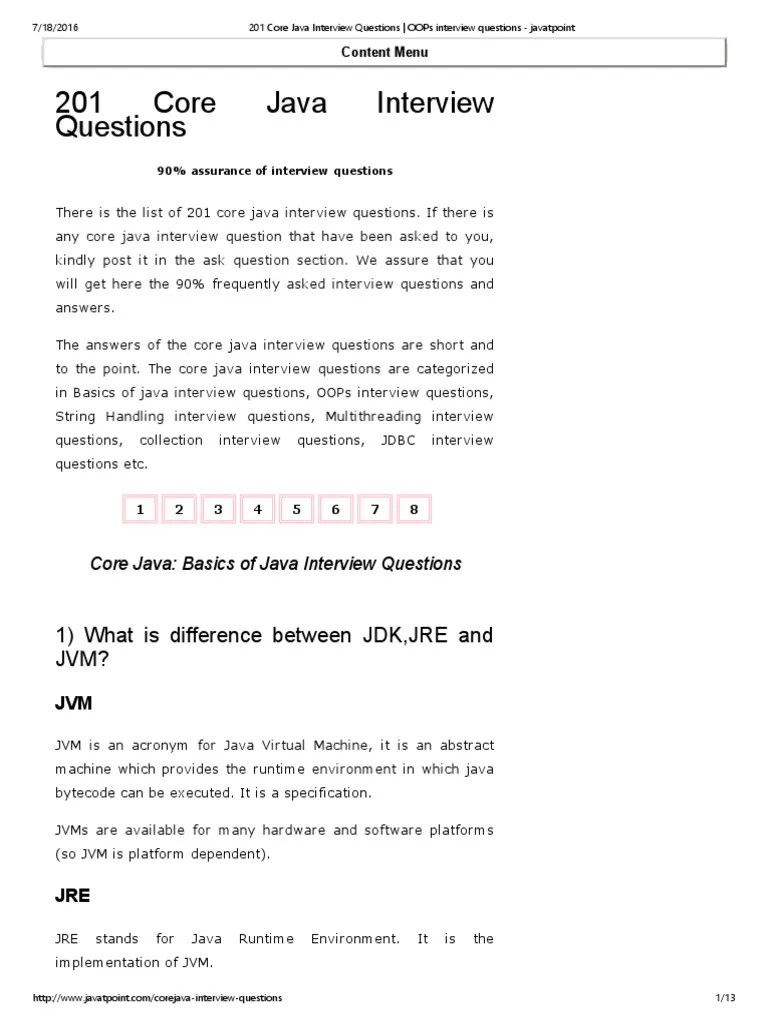 201 Core Java Interview Questions OOPs Interview Questions PDF