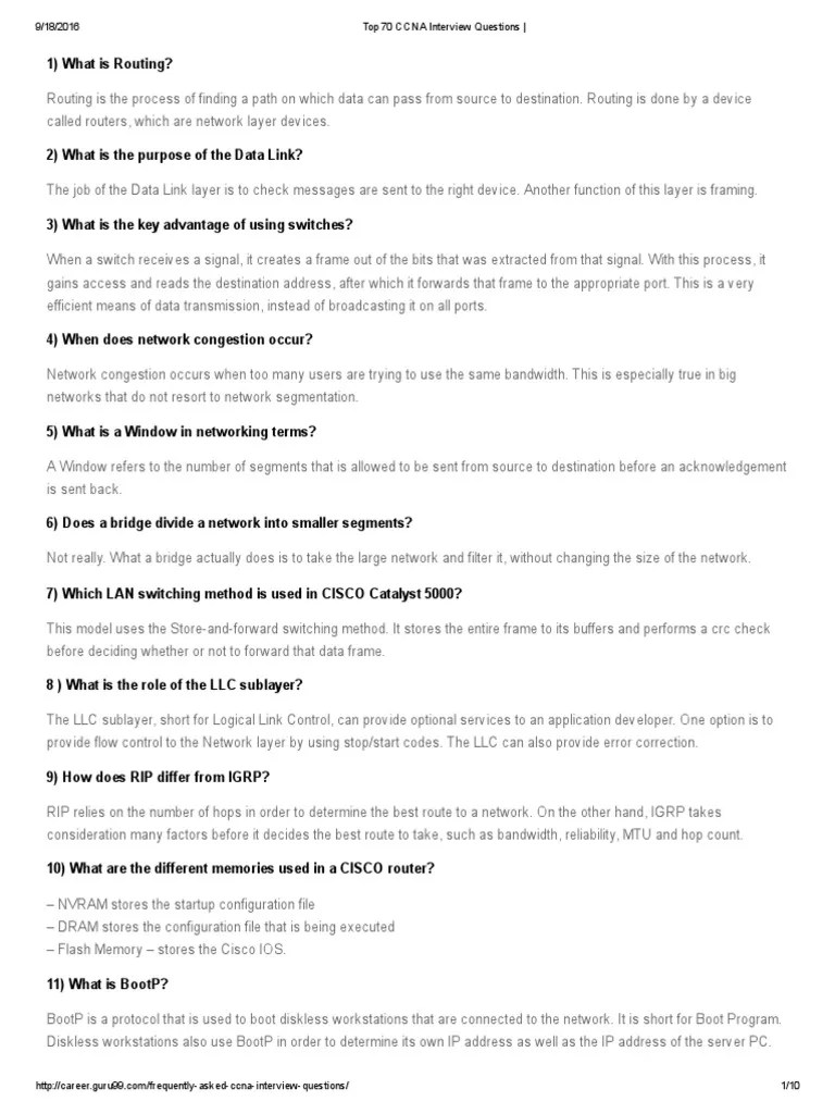 Top 70 CCNA Interview Questions _.pdf Ip Address Computer Network