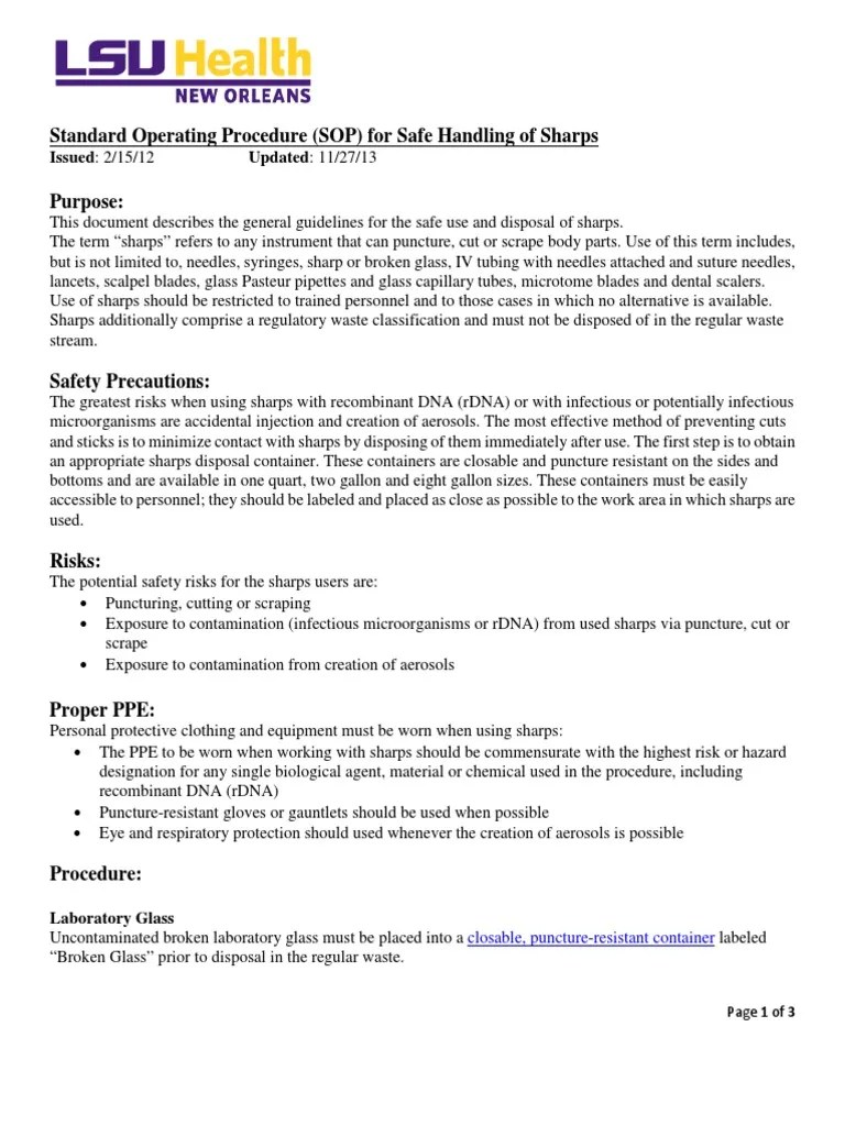 Standard Operating Procedure (SOP) for Safe Handling of Sharps.pdf