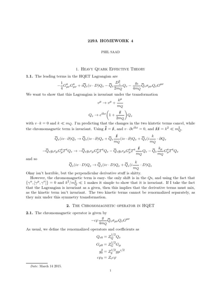 Gauge Theories Homework PDF Gauge Theory Particle Physics