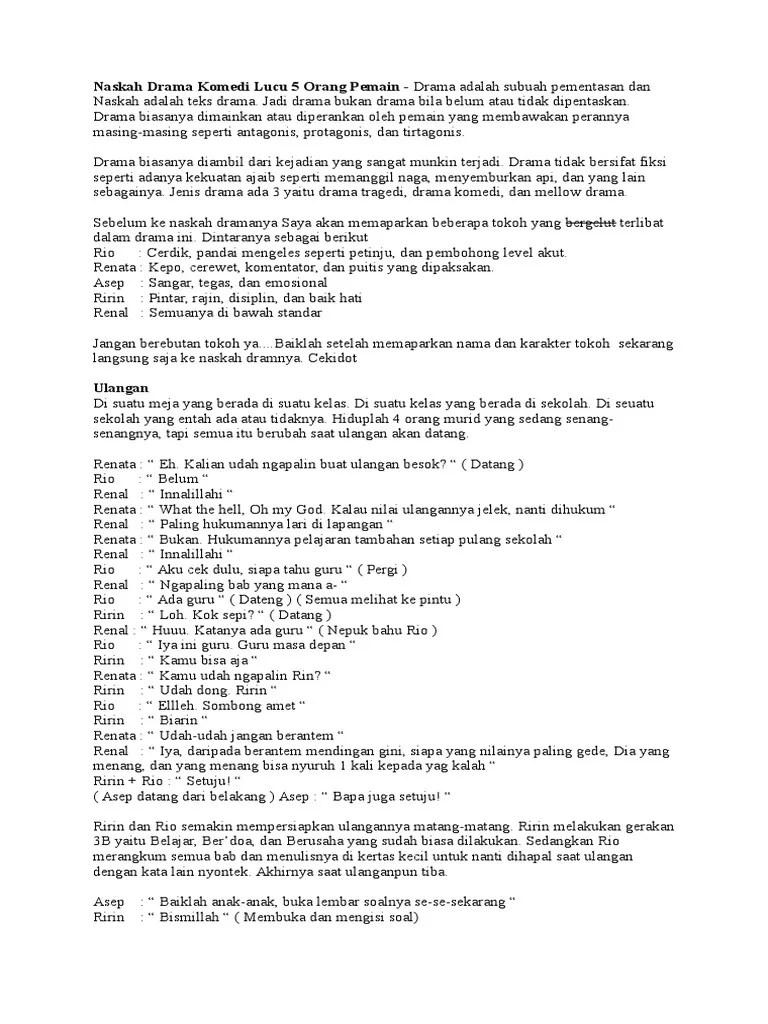 Contoh Naskah Drama Komedi 6 Orang Singkat Aneka Contoh