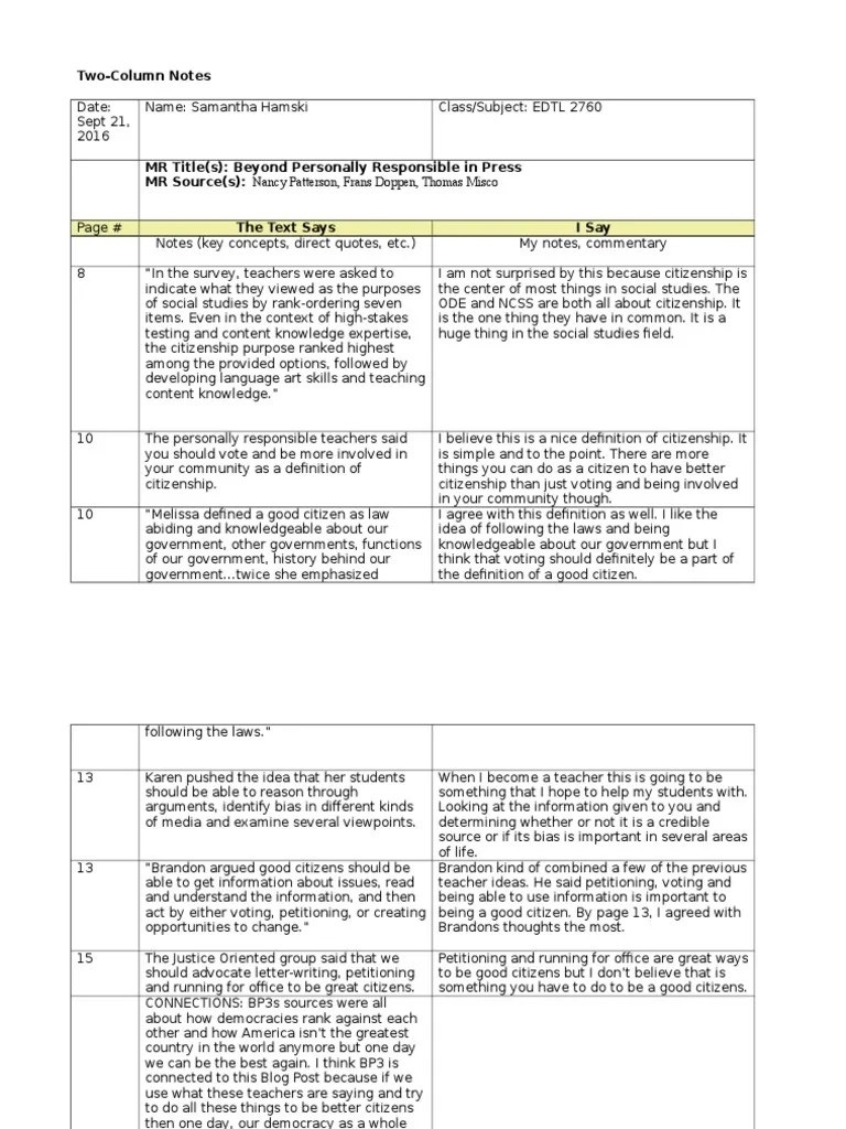 TwoColumn Notes Template bp4 Citizenship Democracy