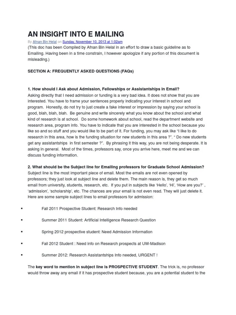 Canada Email Format Example Graduate School Email