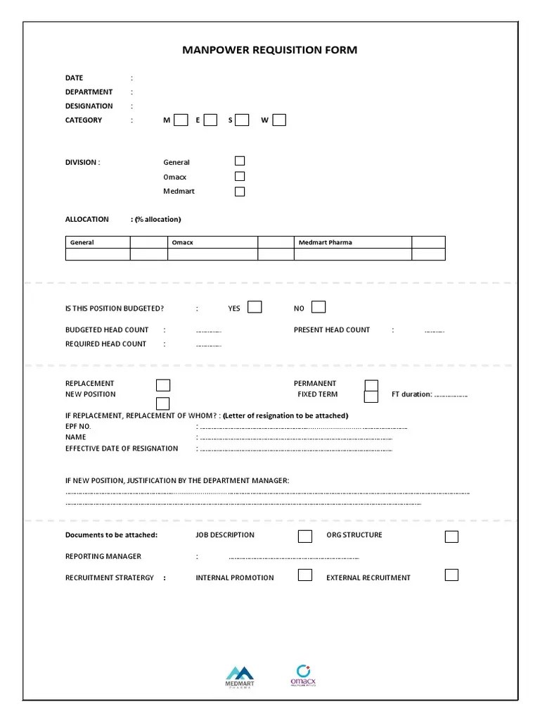 Manpower Requisition Form PDF Office Equipment Computer Hardware