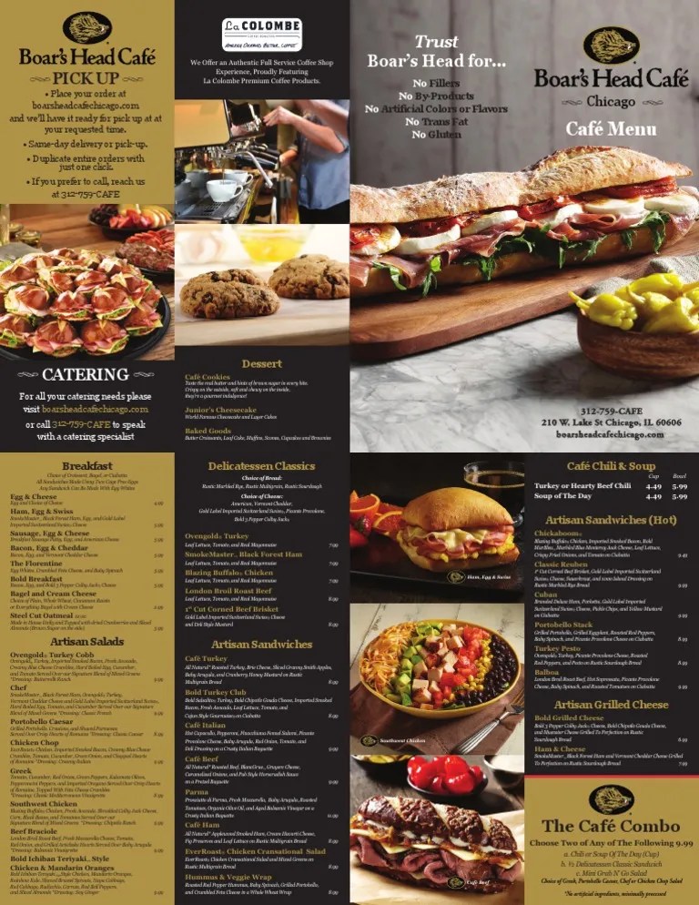 Boar's Head Menu PDF Salad Foods