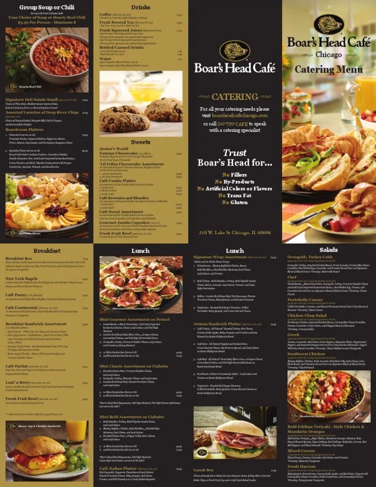Boar's Head Catering Menu Salad Food And Drink