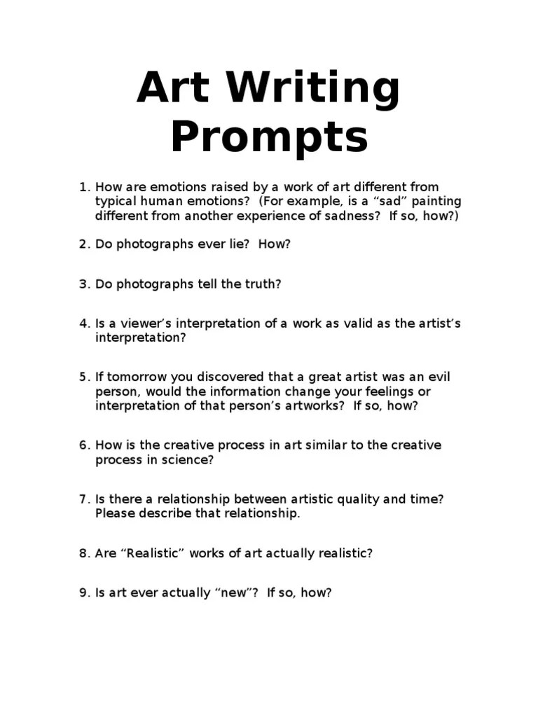 Writing Prompts for Art