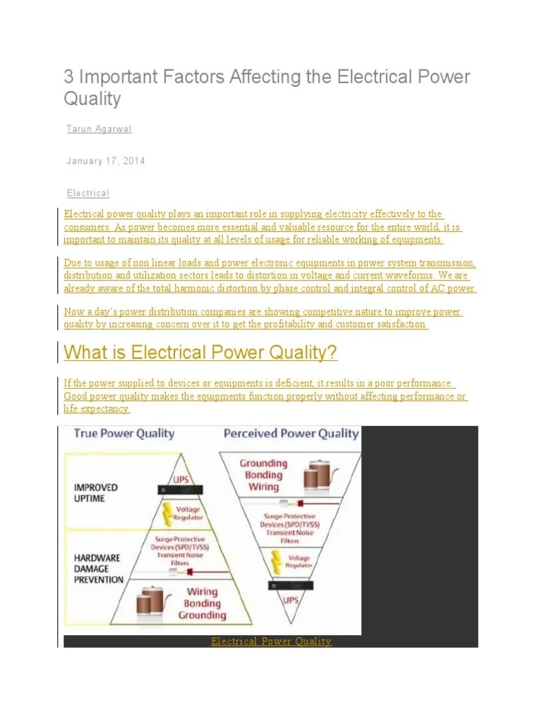 3 Important Factors Affecting the Electrical Power Quality Electric