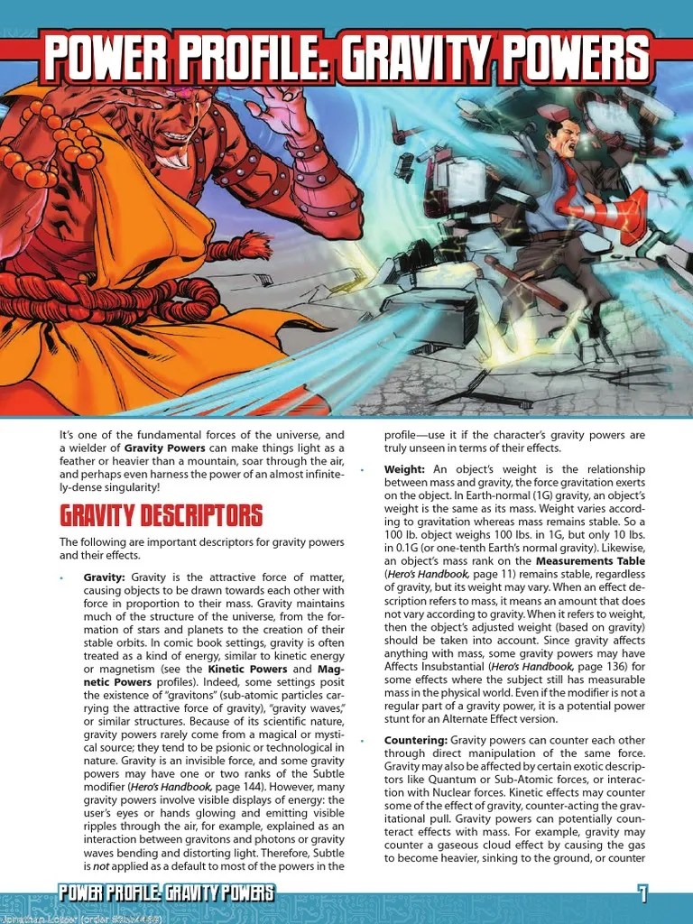 Mutants & Masterminds 3e Power Profile Gravity Powers