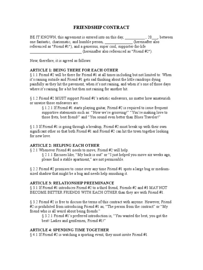 Friendship Contract PDF