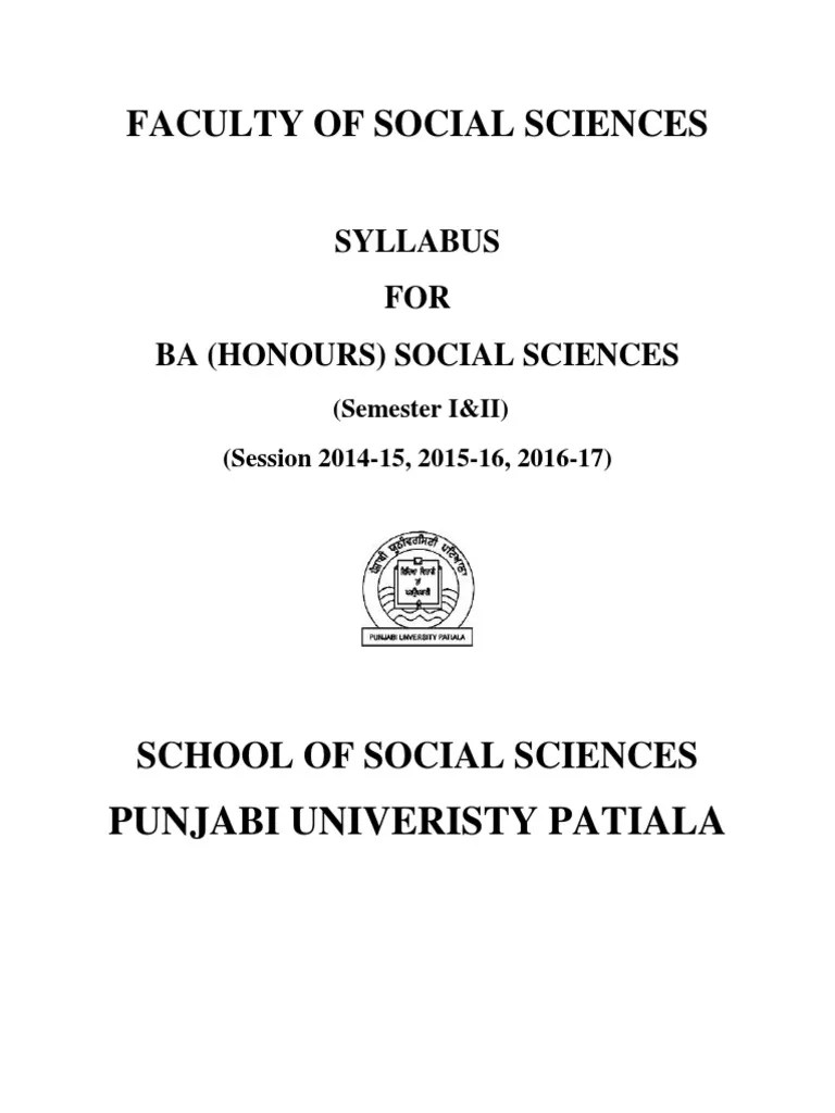 B.a. (Honours) Social Sciences PartI(Semester I &amp; II