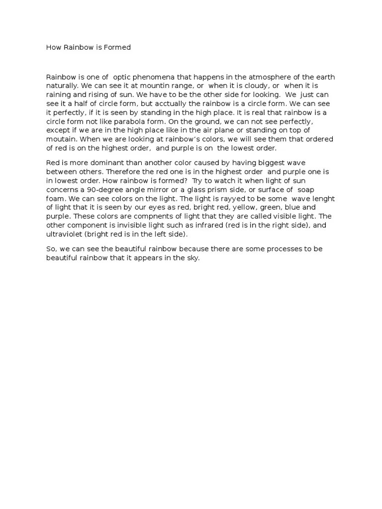 How Rainbow Is Formed PDF Photosynthesis Rainbow