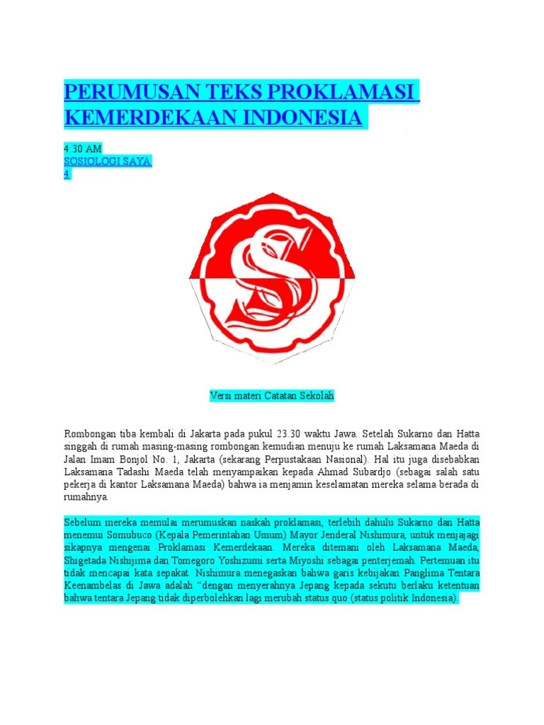 Tiga Tokoh Yang Menjadi Perumus Teks Proklamasi Adalah Berbagai Teks