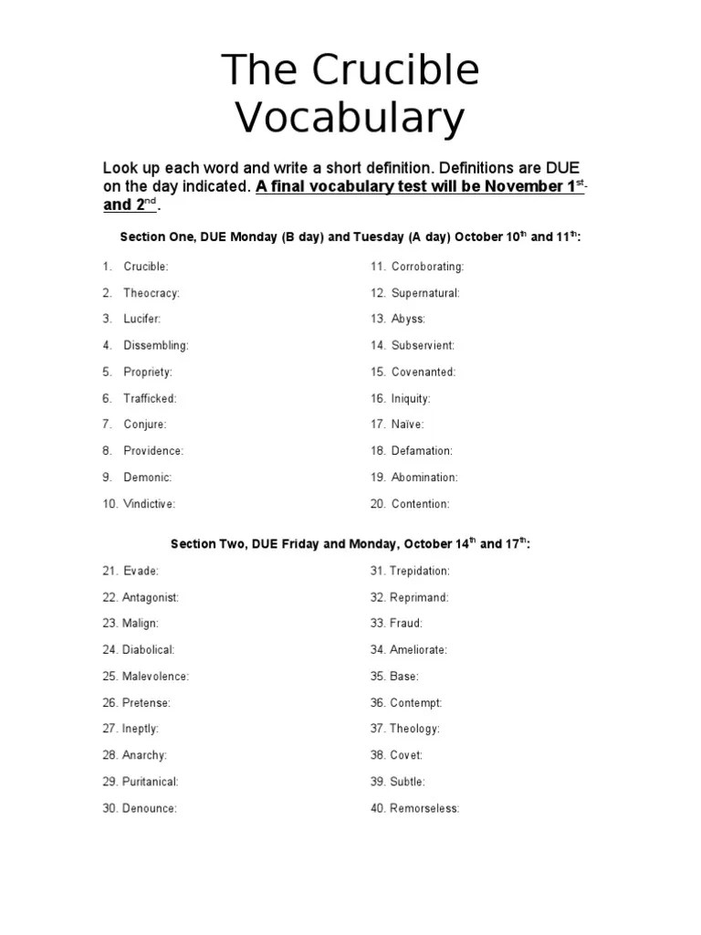 The Crucible Vocabulary