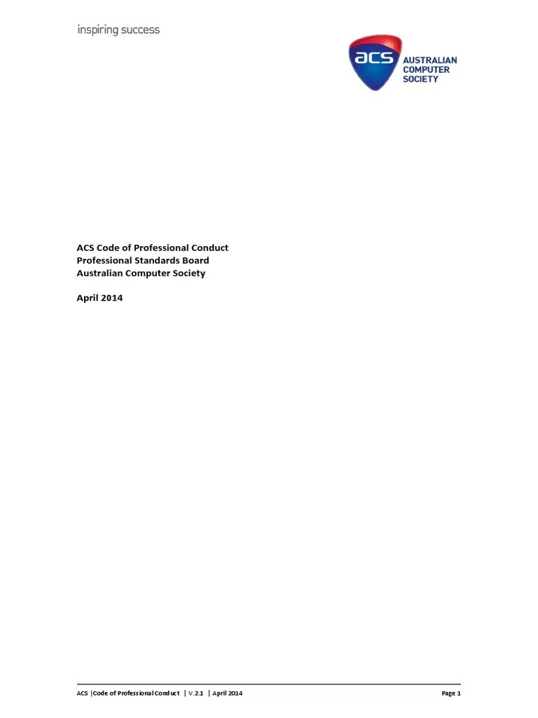 ACS CodeofProfessionalConduct v2.1 PDF PDF Value (Ethics