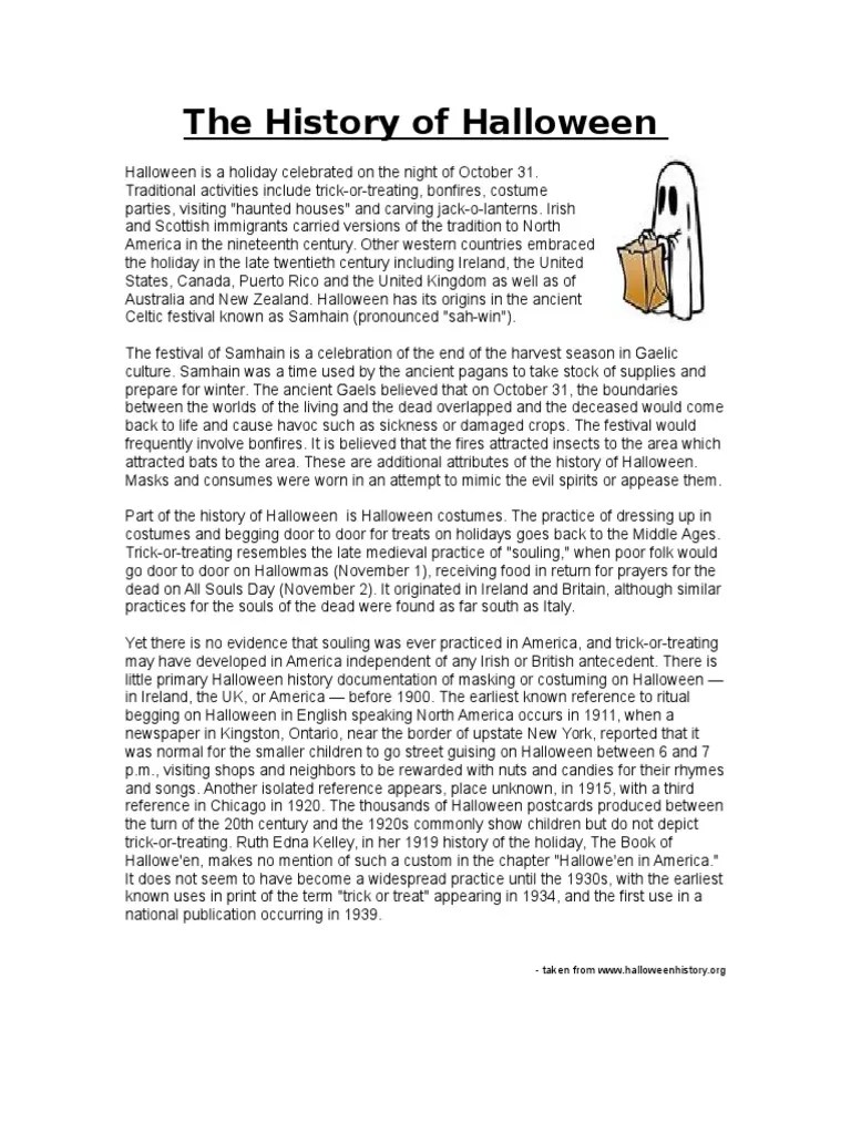 The History of Halloween PDF Halloween Trick Or Treating
