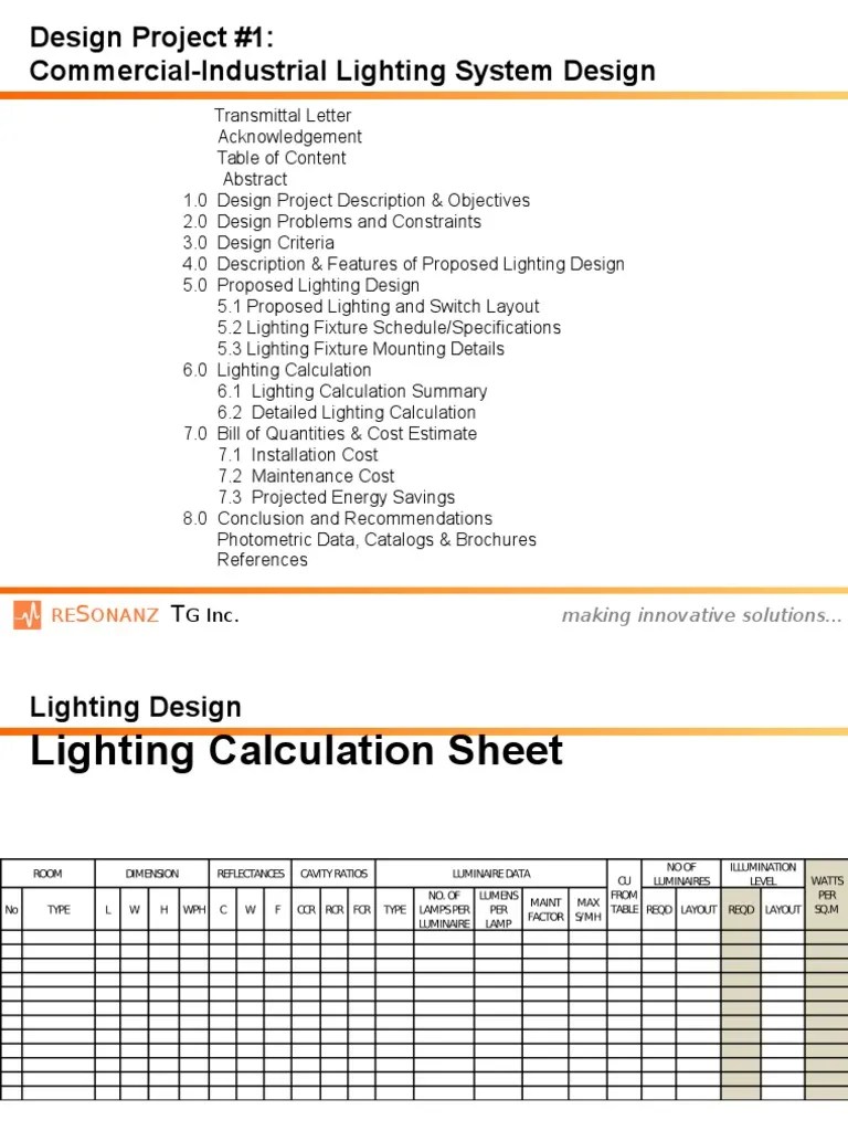 Lighting Design Report Format