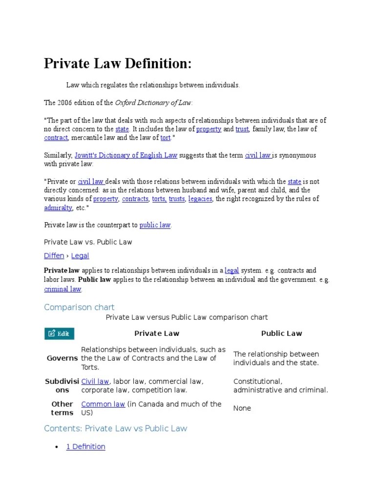 Private Law Definition Public Law Comparative Law