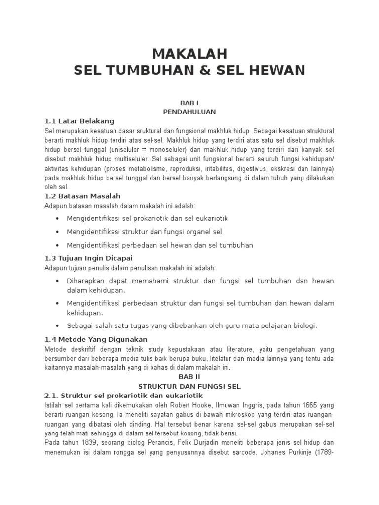 Makalah Sel Hewan Dan Sel Tumbuhan