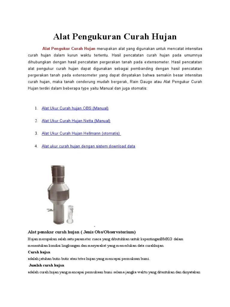 Alat Pengukuran Curah Hujan Hidro | PDF