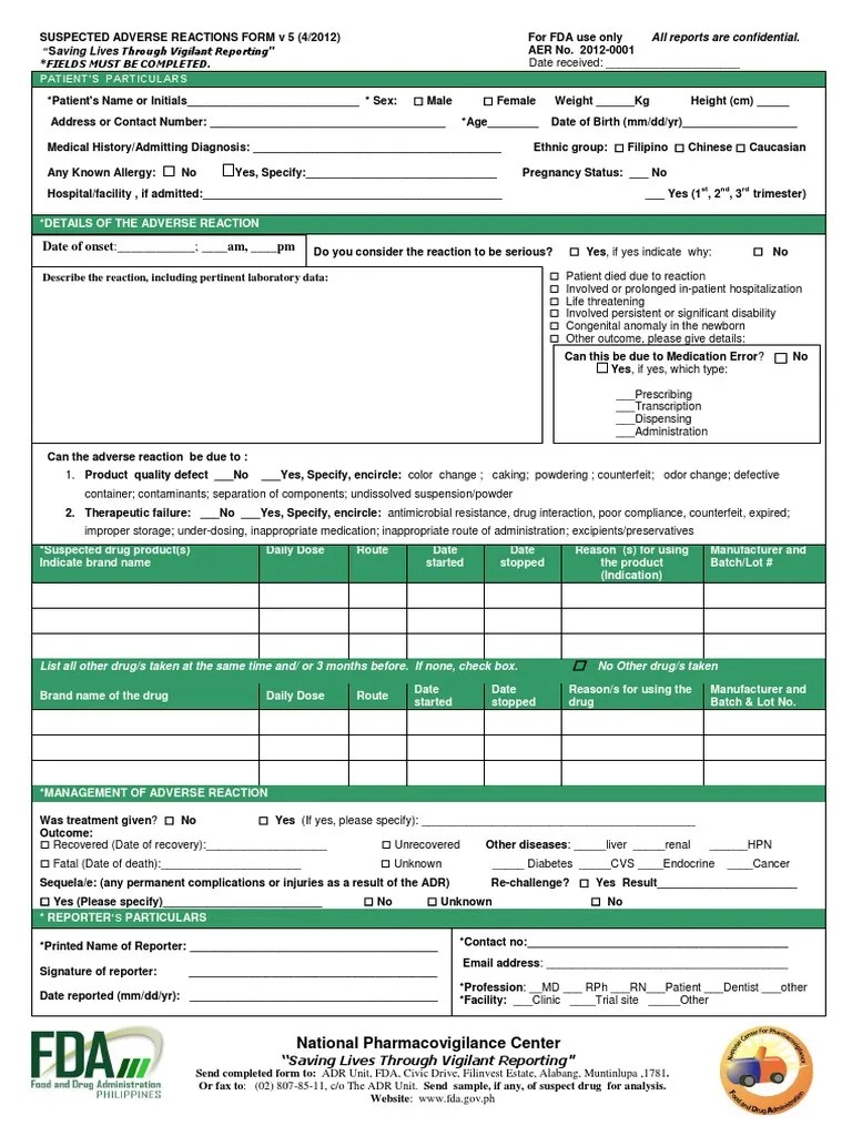 ADR Form.pdf Pharmacovigilance Pharmaceutical Drug