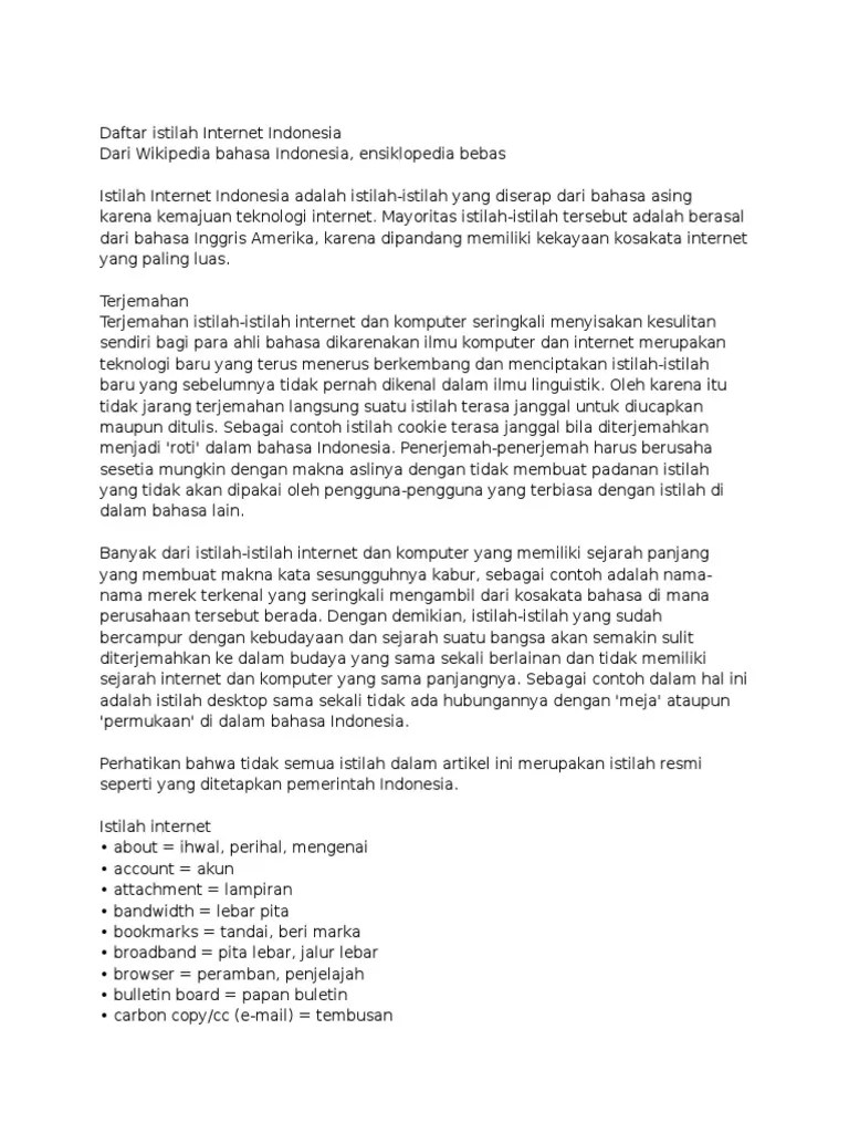Daftar Istilah Internet Indonesia
