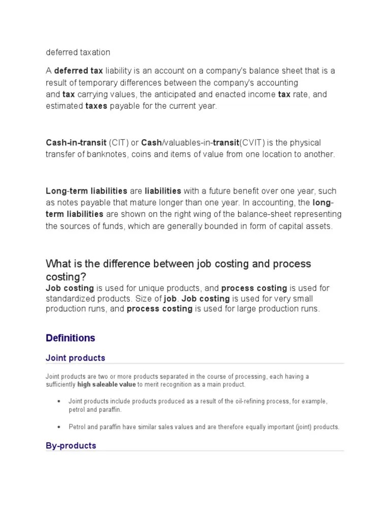 What Is The Difference Between Job Costing and Process Costing? PDF International Financial