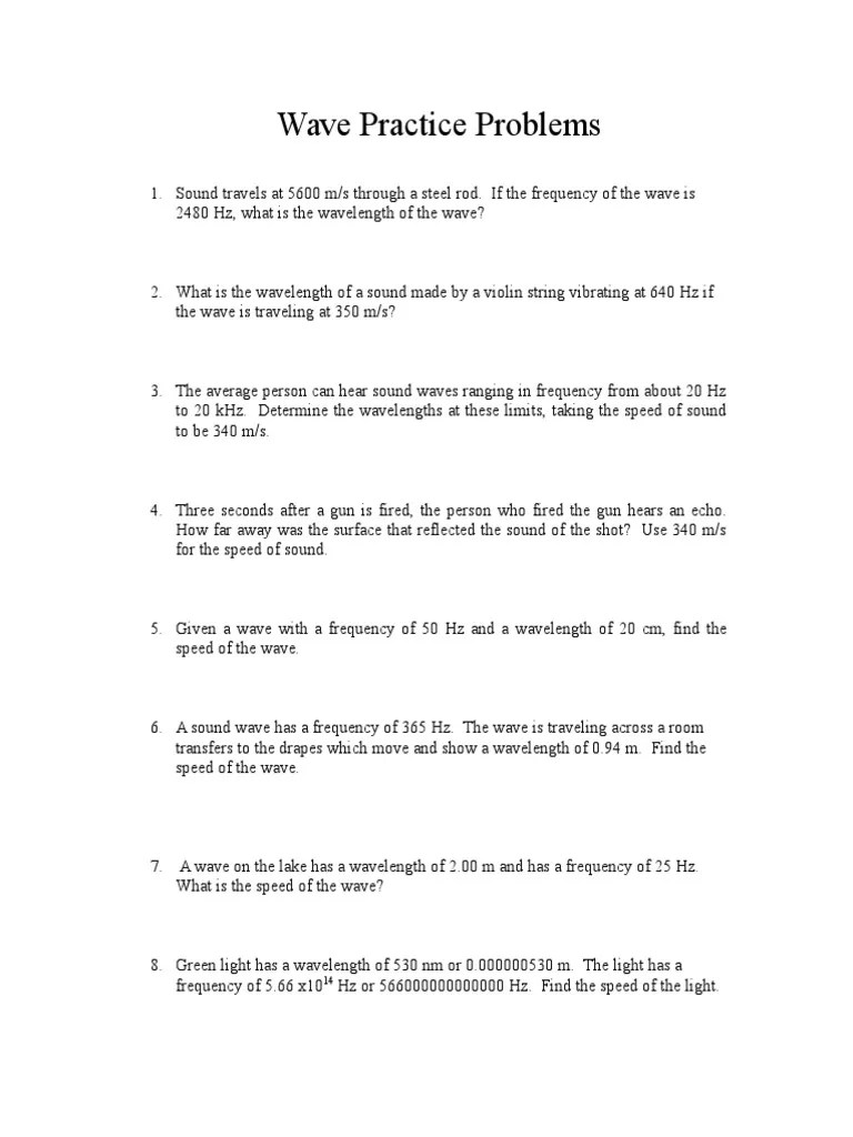 Wave Speed Practice Problems Phys A 2015 v2 PDF
