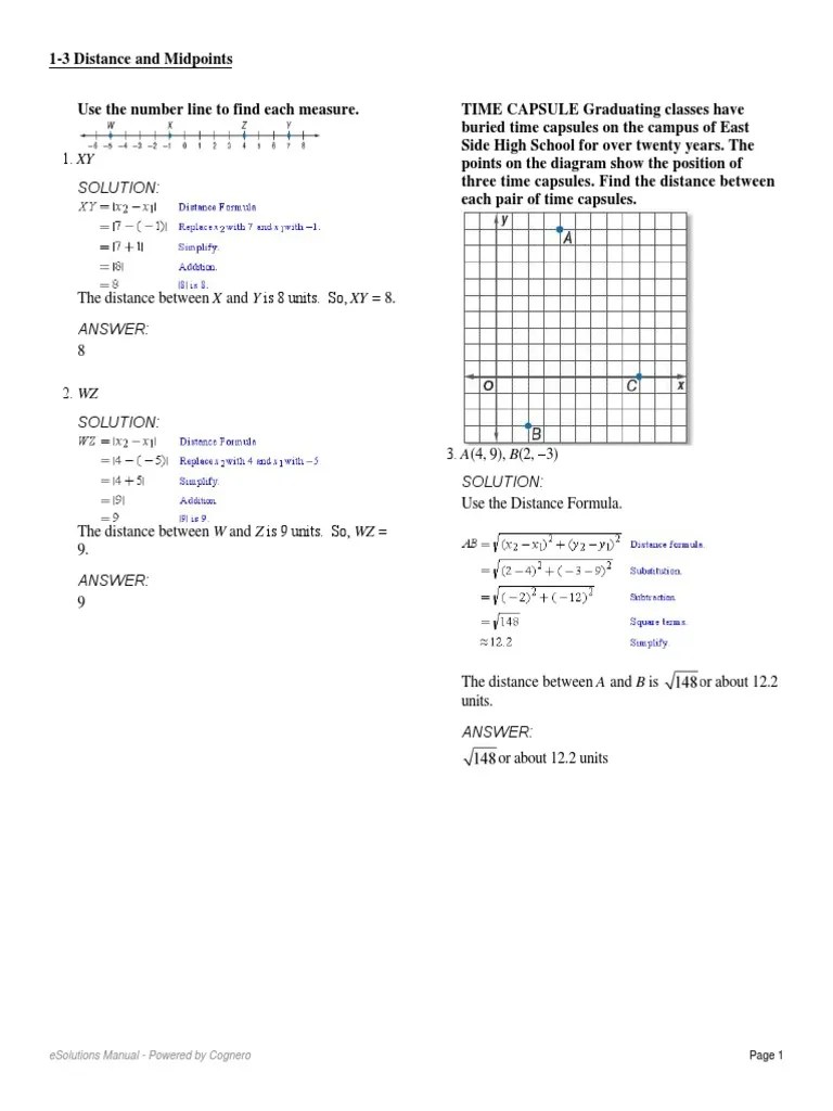 Geometry Worksheet 1.3 Distance And Midpoints Answer Key Kidsworksheetfun