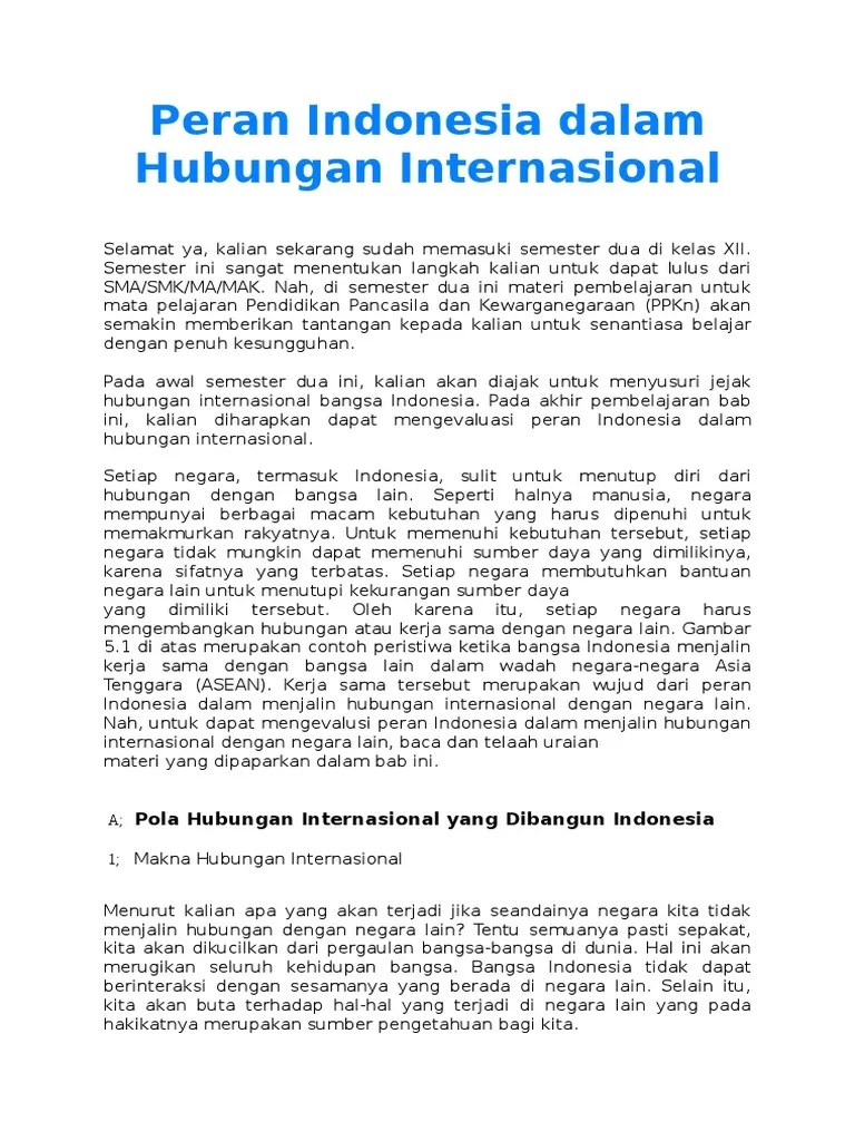 Peran Indonesia Dalam Hubungan Internasional