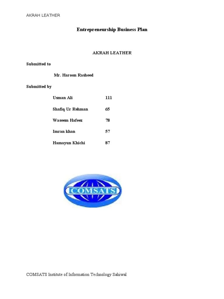 Akrah Leather Business Plan Revenue Leather