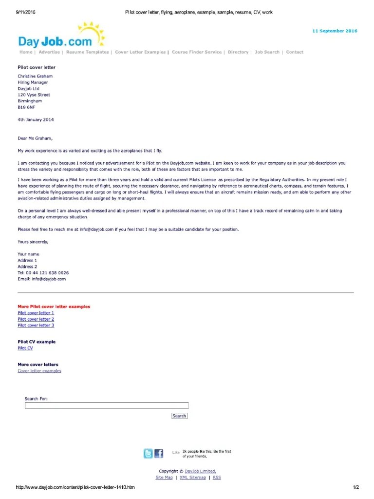 Pilot Cover Letter 4TERTRTY