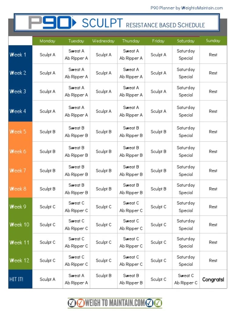 P90 Schedule PDF Sculpt PDF Sports