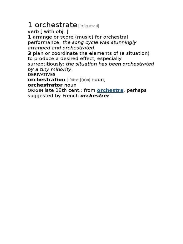 1 Orchestrate 1 Arrange or Score (Music) For Orchestral PDF